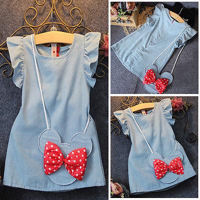 Cute Denim Dress with Minnie Bag