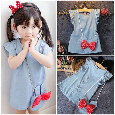 Cute Denim Dress with Minnie Bag