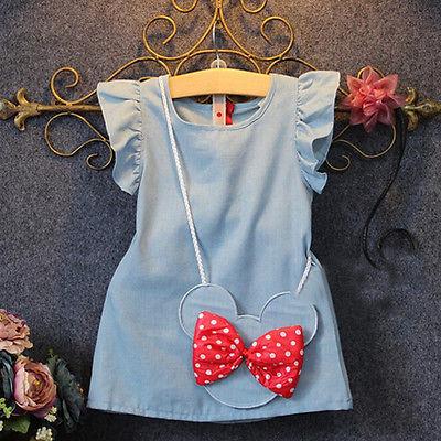 Cute Denim Dress with Minnie Bag