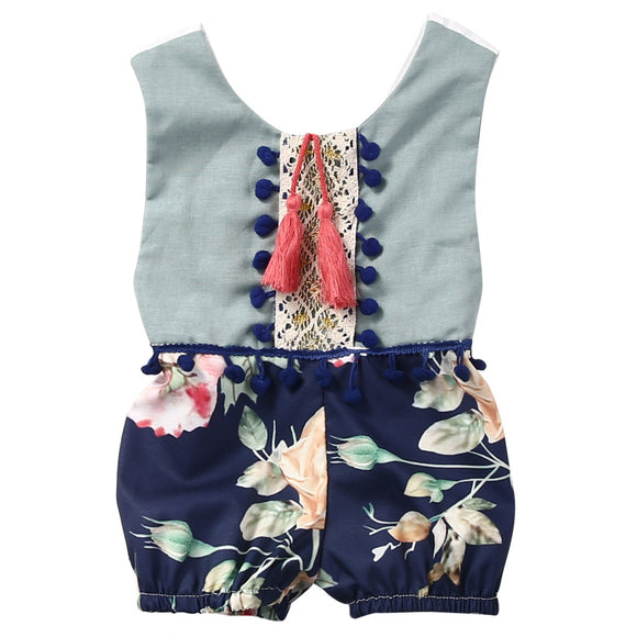 Sleeveless Cotton Floral Jumpsuit